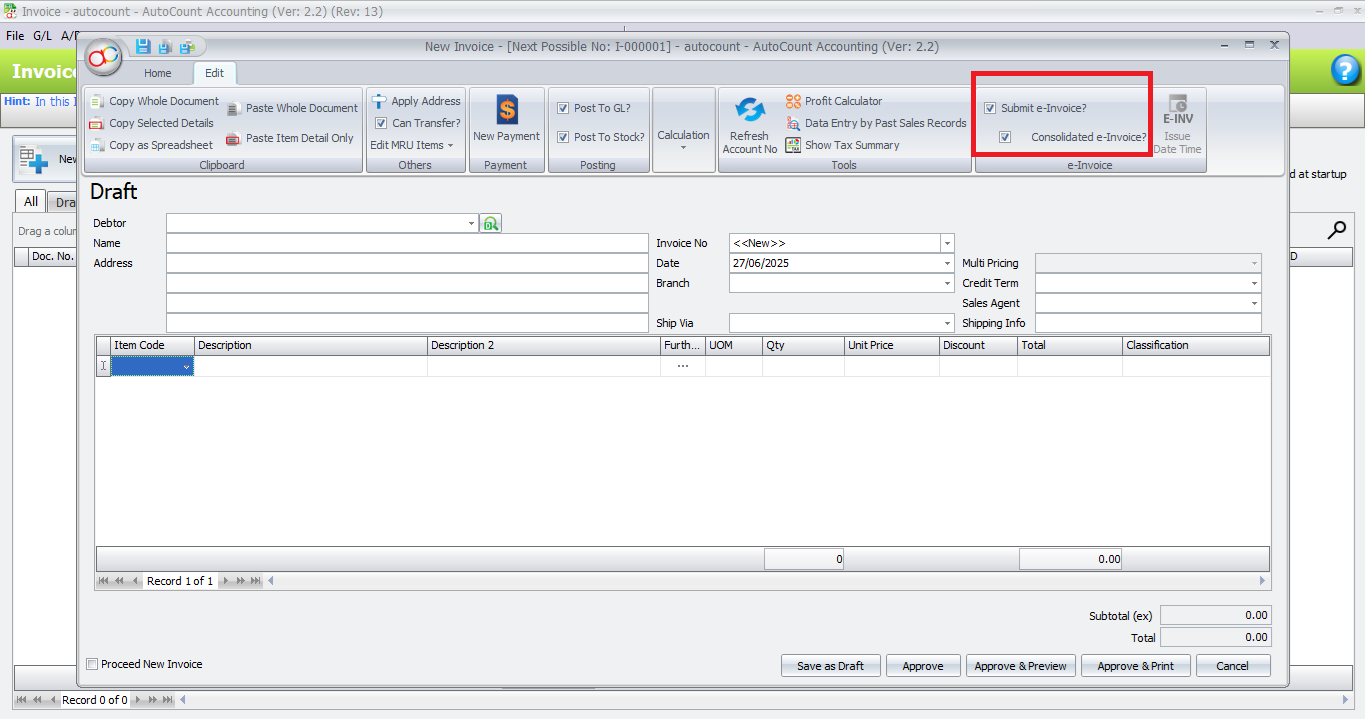 consolidated e-invoice